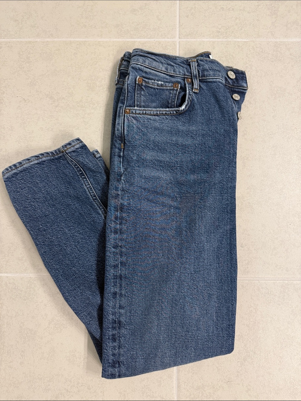 Agolde Women's Straight Leg Jeans in Medium Blue Denim